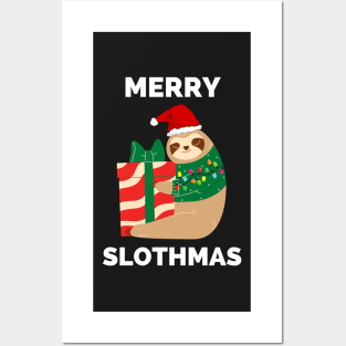 Merry Slothmas Christmas Light - Merry Slothmas Cute Sloth greeting For Holidays Posters and Art